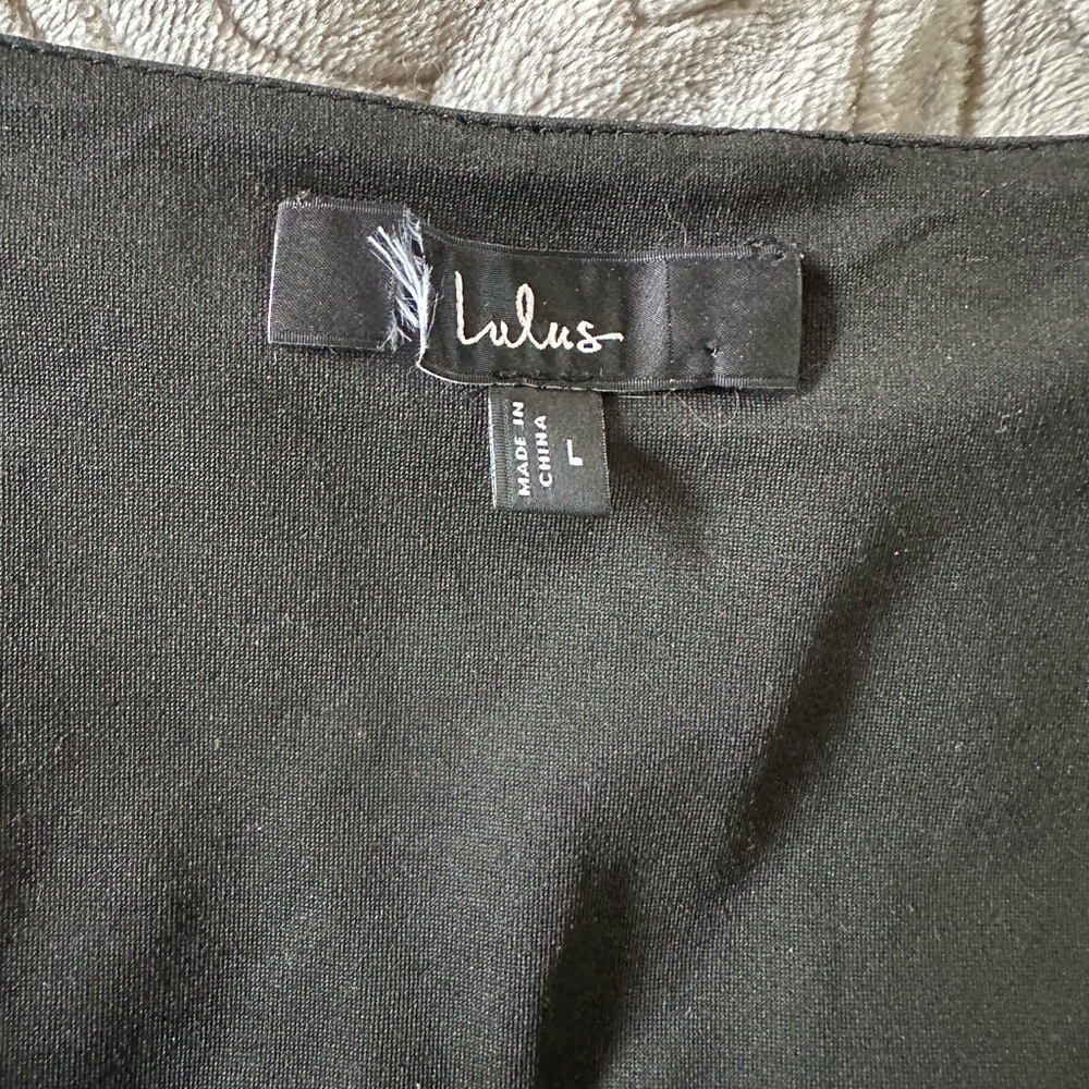 Lulu's Black Wrap Ruched Long Sleeve Bodysuit Large - Picture 6 of 7
